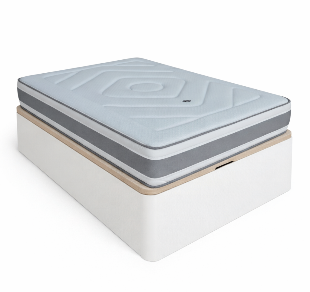 Pack Canapé Gran capacidad blanco + Colchón de viscoelástica gama alta de 28 cm de grosor